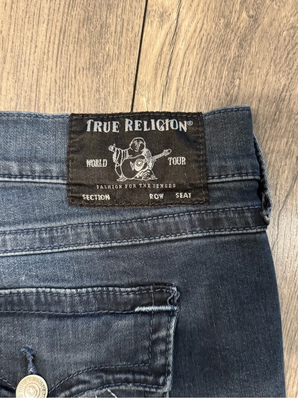 True Religion Geno Relaxed Slim Jeans Mens 44 Dark Wash Stretch Denim